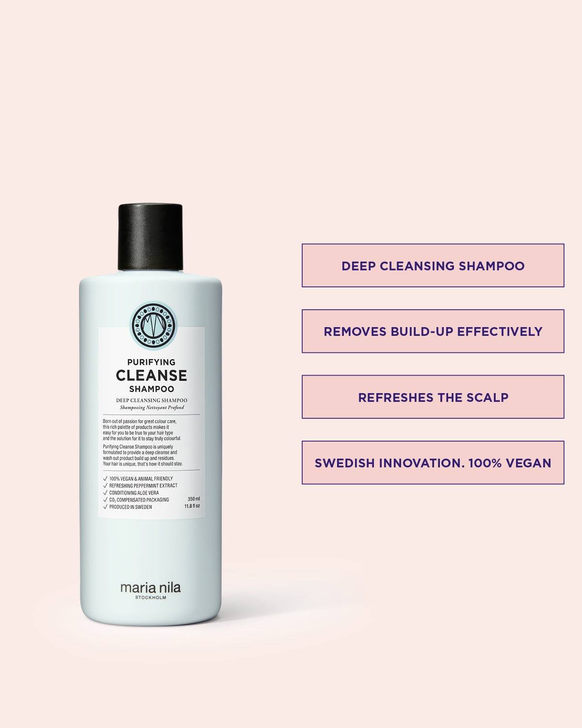 Purifying Cleanse shampoo that deep cleanses the hair from build up, dirt and oils