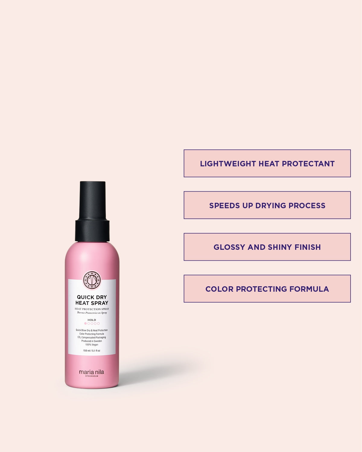 Quick Dry Heat Spray for heat protection and faster drying when blowdrying 