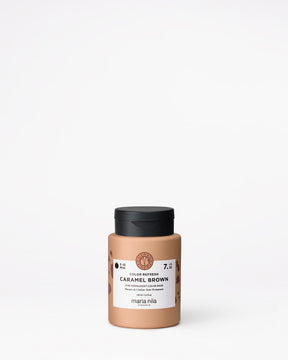 Jar of Maria Nila Color refresh 100 ml in Caramel Brown on a white background
