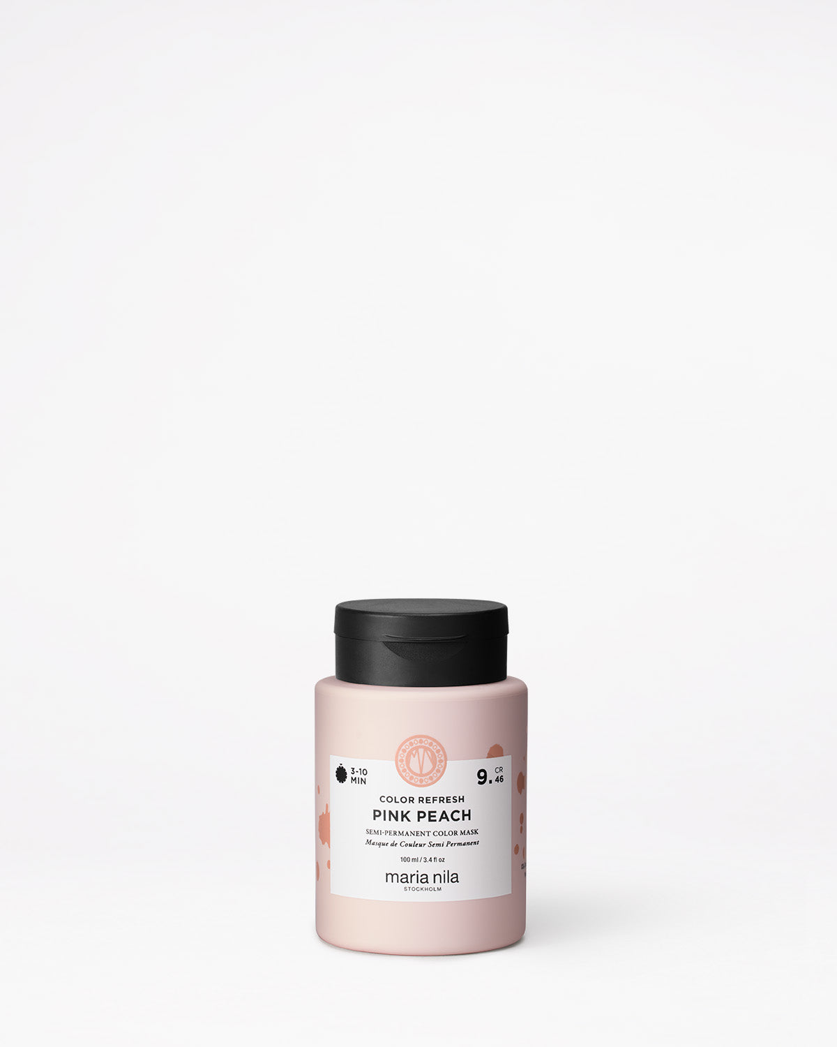 Maria Nila Color Refresh Pink Peach 100 ml jar with black lid on a white background
